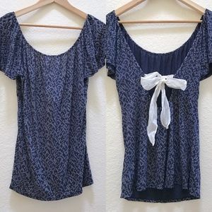 Splendid Tie Back Flowy Blue Top